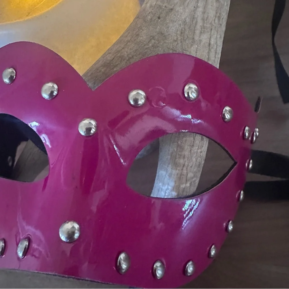 Mardi Gras Elegant White and Pink Studded Masks